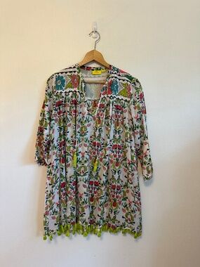 Roller Rabbit Floral Tassel Tunic Shirt | Size Small